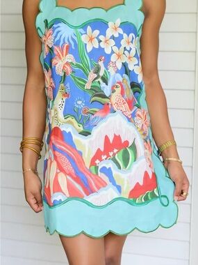 Farm rio Garden Of Life Scarf Scallop Mini Dress